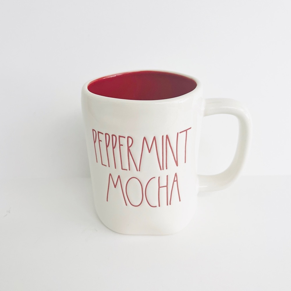 Rae Dunn NWOT Peppermint Mocha Red White Ceramic Mug